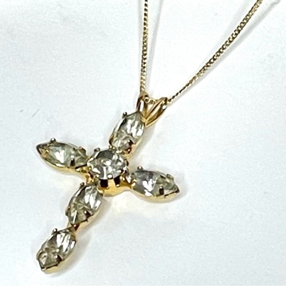 Vintage Vermeil Gold Over Sterling Silver Chain & Cross Necklace